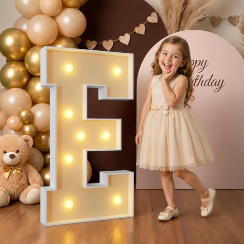 3FT Light Up Letters Birthday Decoration Large Cardboard Letters E for Party, Marquee Letters for Graduation Decorations Wedding Decor, Mosaic Arch Stand Pre-cut DIY
