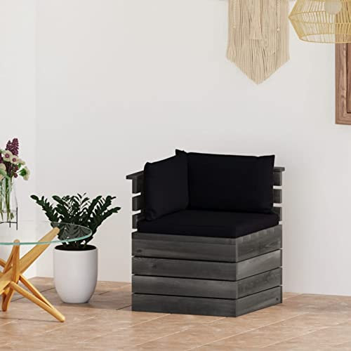 ZEYUAN Garten-Paletten-Ecksofa mit Kissen, Lounge Sofa Outdoor, Garten Loungemöbel, Gartensofa, Outdoor Couch, Gartencouch, Balkon Set Möbel, Kiefernholz
