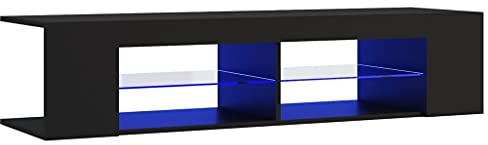 QZZCED Meuble TV avec lumières LED - Noir - 135 x 39 x 30 cm - Pour salon, chambre à coucher - Appareil de divertissement