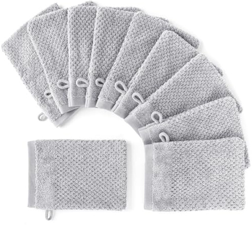 Pure Label Waschlappen 10er-Pack 16x21cm aus 100% Baumwolle - Hellgrau | Waschbar bis 60∘C, trocknergeeignet - weich & saugstark
