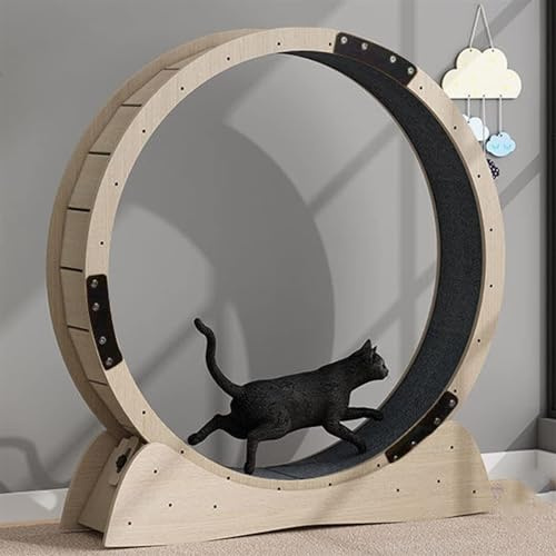 Cat Exercise Wheel Cat Wheel Löpband, Tysta Katthjul för Inomhuskatter, Liten/Stor Katt Som Springer Hjul Leksak, Naturligt massivt trähjul för katt (Size : Diameter 100cm)