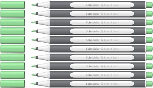 Schneider Brushpen Paint-It 070 (Premium-Pinselstifte mit flexibler Spitze und leuchtenden Farben für Kalligraphie, Hand-Lettering und mehr) 10 Stück pastell mintgrün