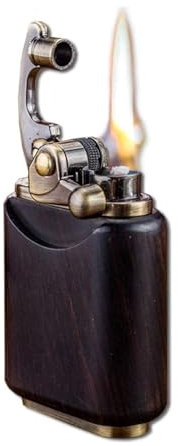 Winddichtes Kerosin, Geschenk for Freund, Rocker-Feuerzeug, handgefertigt, Retro-Feuerzeug, Mahagoni, Winddicht, Kerosin, antik, weiche Flamme, Rocker-Benzinfeuerzeug (Ebenholz)(AA)