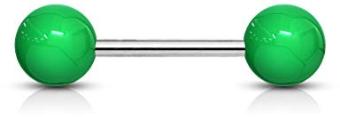 beyoutifulthings Zungen-piercing zwei Acryl-Bälle 6-mm Silber Universal-Piercing Chirurgenstahl Barbell-s Stab-länge 16-mm