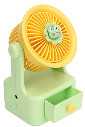 ANKROYU Tabletop Fan, Plastic Desk Fan, Lightweight Adjustable Angle USB Fan, Multifunction Mini Cooling Fan, Air Circulator Fan for Office Travel (Yellow Green)