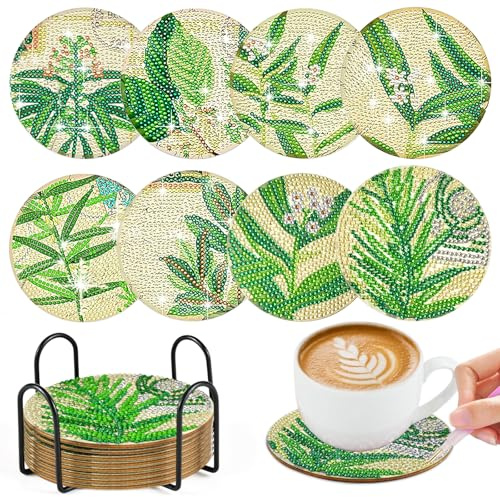 anyìshwu Posavasos Diamond Painting,cocktail diamond coasters,Soporte Diamonds Painting Posavasos Redondos,8 Posavasoss de Pintura de Diamantes Para Niños y Adultos