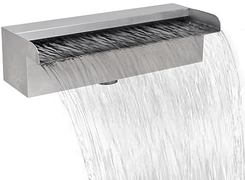 Somanki Pool-Wasserfall Fontäne Rechteckig Edelstahl, Brunnen Garten Wasserfall, Schwalldusche Pool, Poolwasserfall, Pool Zubehör Wasserfall, Wasserfall- & Bachlaufsets, 30 cm