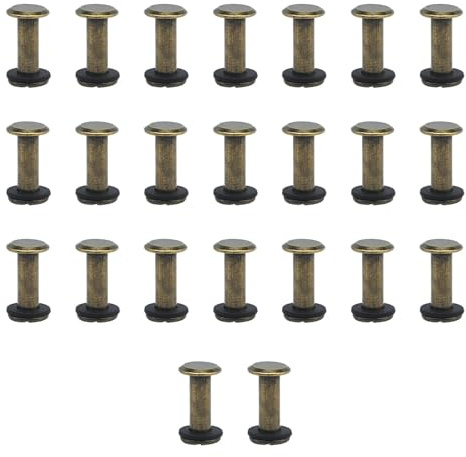 20PCS Schraubnieten für Leder,m5*15 Chicago Schrauben Binding Schrauben Hohlnieten Schraubnieten für Bücher Papier Gürtel Hundeleinen DIY Basteln Bookbinding,Buchbinderei (Bronze)