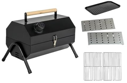 perfk Barbecue Portatile, Barbecue Pieghevole, Accessori multifunzionali, fornello da Tavolo per Barbecue all'aperto, Forno da Cucina per Fattoria, Cortile, Nero con Griglia