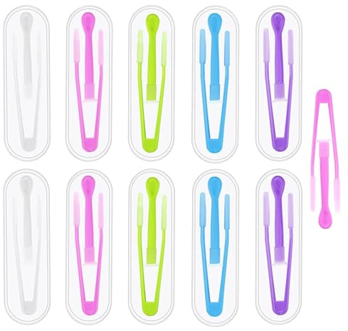 Generic 10 Pcs Contact Lense Applicator Set - Tweezers, Suction Stick, Remover - Pink, Yellow, Blue, Green, White - Silicone Tips - Contact Lens Tool Set