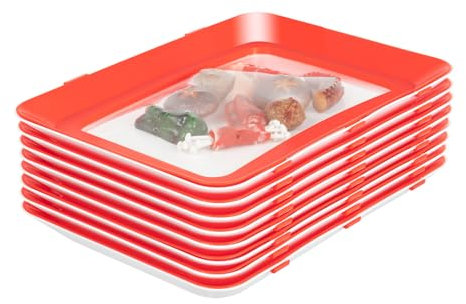 SABUIDDS Aufschnittbox 8er Set Fresh Aufschnitt-Boxen Maße 29,5 × 22,5 cm BPA frei Mehrweg Stackables Mikrowellenherde Sterilisatoren Geschirrspüler und Gefriergeräte, Rot