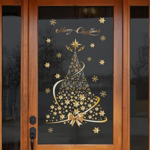 5 Stück Weihnachtsbaum Fensterbilder | Weihnachtsdeko Fenster | Weihnachts Fensterbilder | Fensterfolie Weihnachten | Fenstersticker Weihnachten Für Fensterdeko Weihnachten | Wiederverwendbare