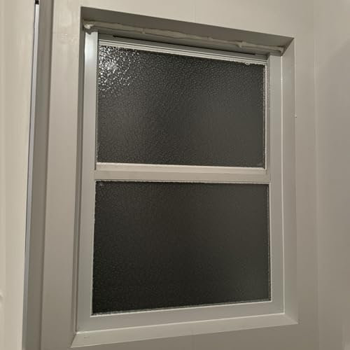 Schiebefenster Vertikales Schiebefenster für Innen und Außen, Weiß, Ersatzfenster aus Aluminium für Belüftung Im Homeoffice, Oberes Fenster Feststehend & Unteres Fenster Verschiebbar, Milchglas(WxH 16
