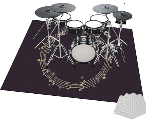 JaevKwzy Tappeto per Batteria Acustica, Tappeto a Tamburo Antiscivolo, Tappetino Insonorizzato, 120 x 70 cm Tappeto Drum Carpet per Batterie Elettroniche Rullante Snare Drum Grancassa Tappeto