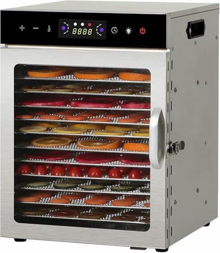 AFLEPCBRQ Food Dehydrator Machine for Jerky Beef, Commercial Drying Cabinet Stainless Steel Food Dryer for Meat, Digital Food Dehydrater for Fruit Herbs,12-Tray
