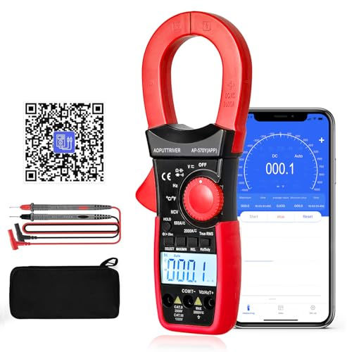Digitales Stromzange Multimeter Clamp Meter 6000 Zähler Bluetooth Strommesszange Auto-Range Multimeter mit DC/AC Spannung & Strom, Widerstand, Temperatur, Frequenz, Tastverhältnis