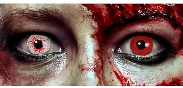 Transformation Kontaktlinsen - Motiv Duo (weiß & rot) - Farbige 7-Tages-Effektlinsen ohne Sehstärke - Unisex - Erwachsene - ideal für Halloween, Karneval, Motto- und Horror-Party