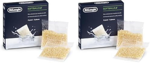 De'Longhi SoftBalls DLSC551 – Antikalk-Kügelchen, geeignet für Kaffeemaschinen mit Wassertank, Kalkreiniger & Wasserenthärter, Zubehör von De'Longhi, 2 Beutel, Weiß (Packung mit 2)