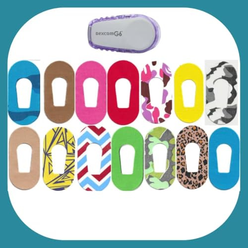 HOLIN 20 x Cerotto Colorato Sensore Diabete Dexcom G6, Cerotti Impermeabili, Diabete Misuratore Glicemia e Colesterolo, Taping Kinesiologico per Misuratore Diabete, Cerotti Diabetici per Sensori CGM
