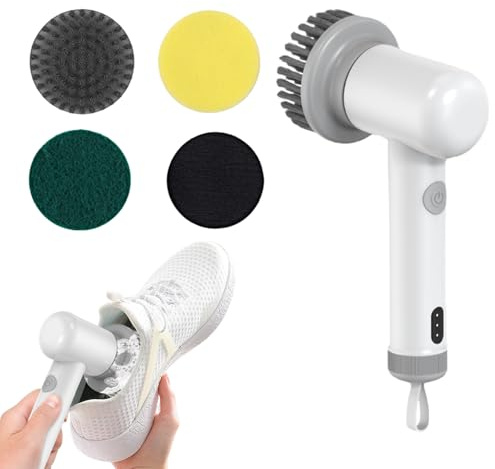 Electric Scrubber | Handheld Brush Electric Rotate Scrubber - Rechargeable Machine with Replaceable Heads for Home Women Men Housewife Househusband Use