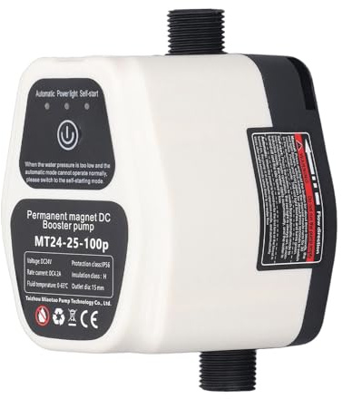 Zerodis Bomba de Refuerzo Automática Completa 24 V 25 L para un Aumento Eficiente de la Presión del Agua en - Adecuado para Uso Doméstico (Eu Plug (100-240V AC))