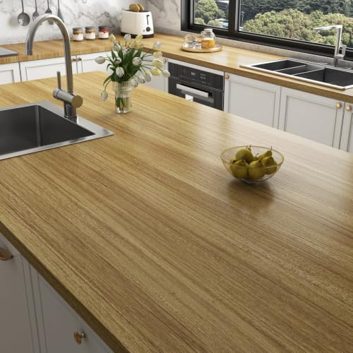 Stickyart Papel Pintado Madera Vinilo Adhesivo Muebles Marrón Claro Removible 90cmX400cm Vinilo Adhesivo Impermeable Para Encimera De Cocina Madera Papel Pintado Autoadhesivo Cocina Encimeras Armario