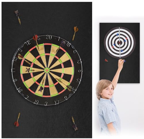 Junrvivy Dart Surround skyddsmatta svart 600 × 900 × 12 mm – väggskydd för darttavla, självhäftande darttavlans kant, hög densitet Eva skyddsring, darttavla tillbehör för hem och klubb