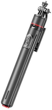 Lazmin112 176cm Perche à Selfie Trépied, Hauteur Réglable, Ouverture Automatique, Pince pour Téléphone Amovible, Extensible Automatiquement, Rotation 360°, pour Voyages, Vidéo