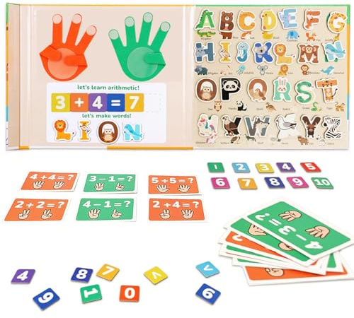 Gdbykds Magnetische Buchstaben und Zahlen für Kinder, Lernen Plus-Subtraktion durch Fingererkennung, Tieralphabet ABC-Kühlschrankmagnete, Lernspielzeug für Kleinkinder im Alter von 3 4 5 Jahren
