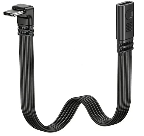 Kurzes 90-Grad-USB C-2.0-Flachkabel, 65W Verlängerungskabel flaches Silikonkabel, 90°-Winkel, Datenkabel, männlich auf weiblich, effizientes Laden und Datenübertragung für Mobiltelefone und Laptops