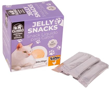 Quibropets Box Jelly Snacks Flüssigkeit für Katzen, Huhn, 50 x 10 g