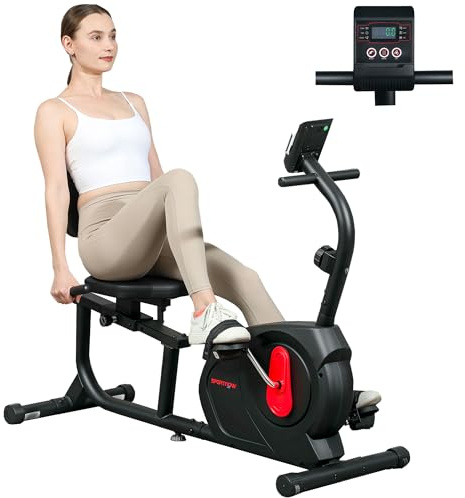 SPORTNOW Bicicleta Estática con Respaldo Reclinada 8 Niveles Resistencia