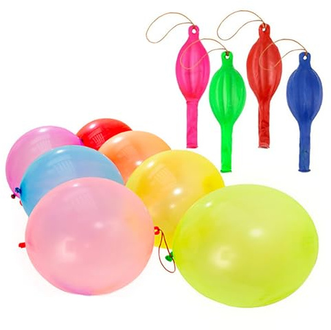Qaonsciug 10/20pcs Colorful Balloon Thickened Punching Bounce With Rubber Bands Handle For Kids Childrens Bounce Balloon With Rubber Bands Handle