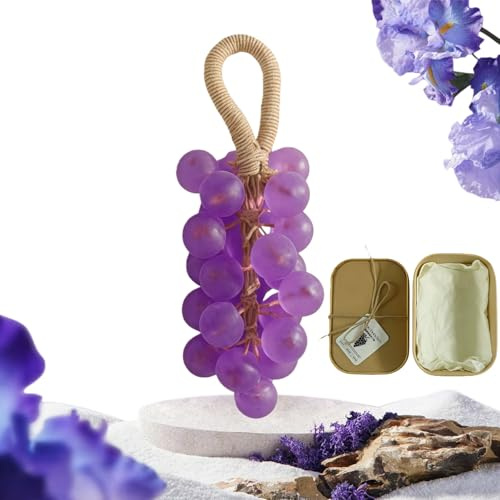 Grape Soap,Handcrafted Grape Soap on a Rope,Aromatic Bar So/ap Decorative,Bar Soa/p with Lasting Fragrance,Gra/pe Cluster Diy Handmade S/oap,Lasting Fragrance Christmas Birthday Gift(Lavender flavor)