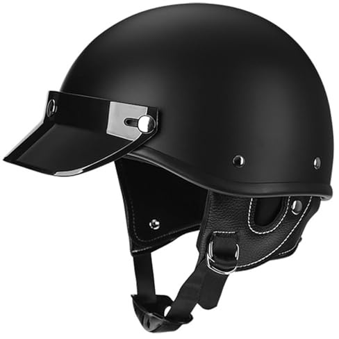 Casco Da Motociclista Retrò Caschi Cromwell Da Moto Mezzo Casco Scooter Caschi Jet E Demi-Jet Omologato DOTECE Caschi Scodella Stile Tedesco Per Adulti Uomini Donne B,M:57-58CM