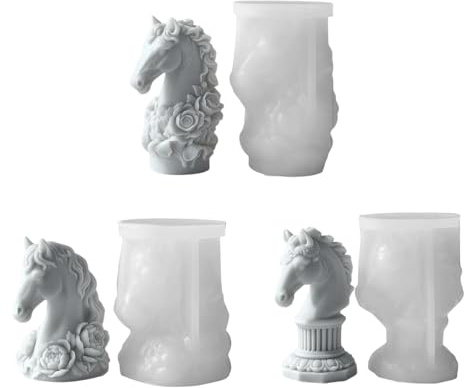 Scultura artistica cavallo in silicone con disegni pilastri Stampo in silicone profumato con testa cavallo artigianale