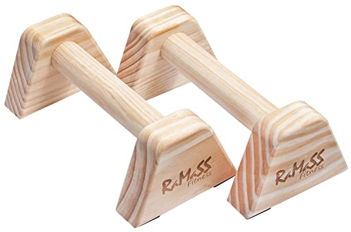 RAMASS Fitness Push Up Handles, Wooden Mini Parallettes for Gymnastics & Calisthenics – Solid Wood Construction for Superior Grip – Perfect Size for Home & Travel – Includes 1 Pair of Push Up Bar