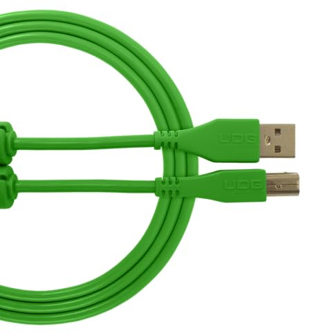 UDG U95002GR Câble USB 2.0 (A-B) - Audio haut débit optimisé USB 2.0 A mâle vers B mâle, vert, 2 m