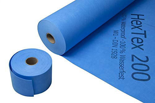 HexTex 200 - Abdichtungsband 60m, Abdichtungsmatte aus PP/PU/PP Dichtband für Bad, Dusche, Balkon oder Terrasse