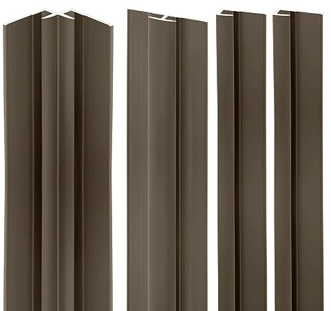 Schulte DecoDesign Profilset, 210 cm, Taupe, Verbindungsprofile für Duschrückwände und Wandverkleidung bis 3 mm, D1901121 678, 2 x Endprofil, 1 x Eckverbinder in Ecke, 1 x Flächenverbinder