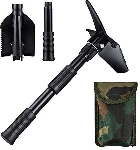 Oziral Mini Pala Pieghevole 40 cm, Pala Giardinaggio Multifunzionale Kit di Sopravvivenza in Acciaio al Carbonio con Borsa per Il Campeggio, Escursionismo, attività all'aperto