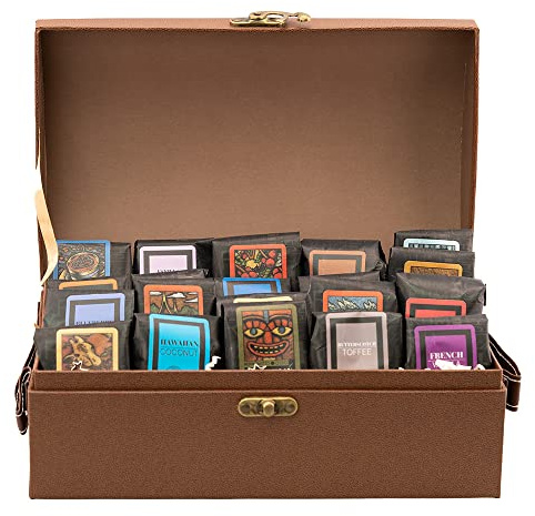 Coffee Trunk of Samplers, 20(1.75oz) Sample Bags, Light-Medium Roast, Gourmet Coffee Gift