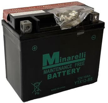 BATTERIA MOTORPARTS MINARELLI YTX12-BS 12V 10AH COMPATIBILE CON PIAGGIO VESPA GTS SUPER SPORT 300 4T 10 > 13 SENZA MANUTENZIONE COMPLETA SPECIFICA MOTO SCOOTER