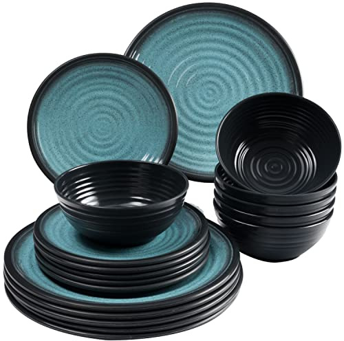 Vajilla de melamina para 6 personas (18 piezas) color azul