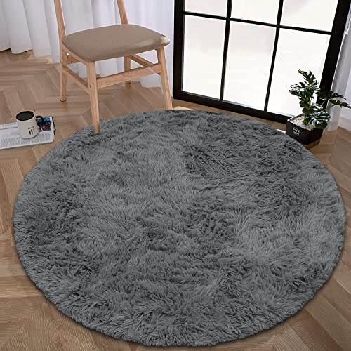 Enyhom Runder und weicher Teppich, rund, Hochflor-Plüsch, waschbar, weich, seidig, für Wohnzimmer, Studentenzimmer, Heimdekoration, 120 cm