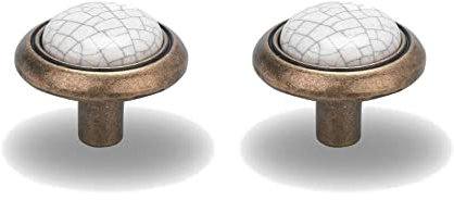 cyclingcolors 2x bouton de tiroir finition laiton porcelaine céramique 24mm meuble vintage antique style porte poignée commode armoire maison à visser