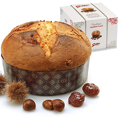 GILBER, Panettone ai Marron Glacé, senza Uvetta e Canditi, Basso senza Glassa, 1kg, Made in Italy, Confezione Regalo Astuccio in Cartone, Panettoni artigianali Torino