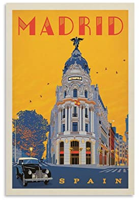 Vintage-Reiseposter Spanien Madrid Metropolis Poster Dekorative Malerei Leinwand Wandposter und Kunstbild Druck Moderne Familie Schlafzimmer Dekor Poster 30 x 45 cm