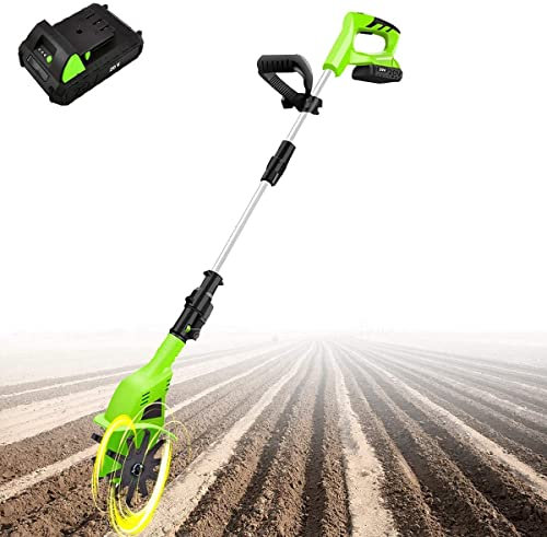 Samnuerly Elektrische Motorhacke, Verstellbarer Griff, 20-V-Billig-Motorhacke, Arbeitsbreite 10 cm, Tiefe 25 cm, rotierende Klingen aus Edelstahl