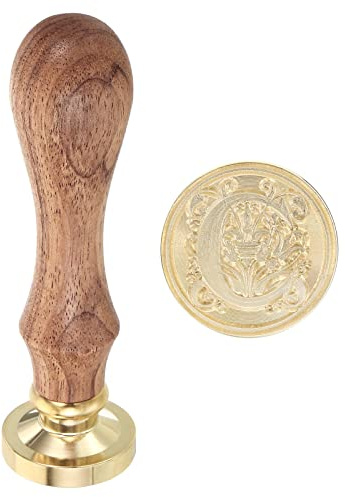 PATIKIL Buchstabe C Wachs Siegel Stempel Initialen Buchstabe Siegel Wachstempel Klassisch Retro Abnehmbar Messing Kopf Holz Handgriff für Umschlag Einladungskarten
